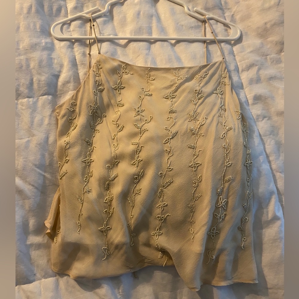 Aritzia Beaded Tank Top Camisole Silk